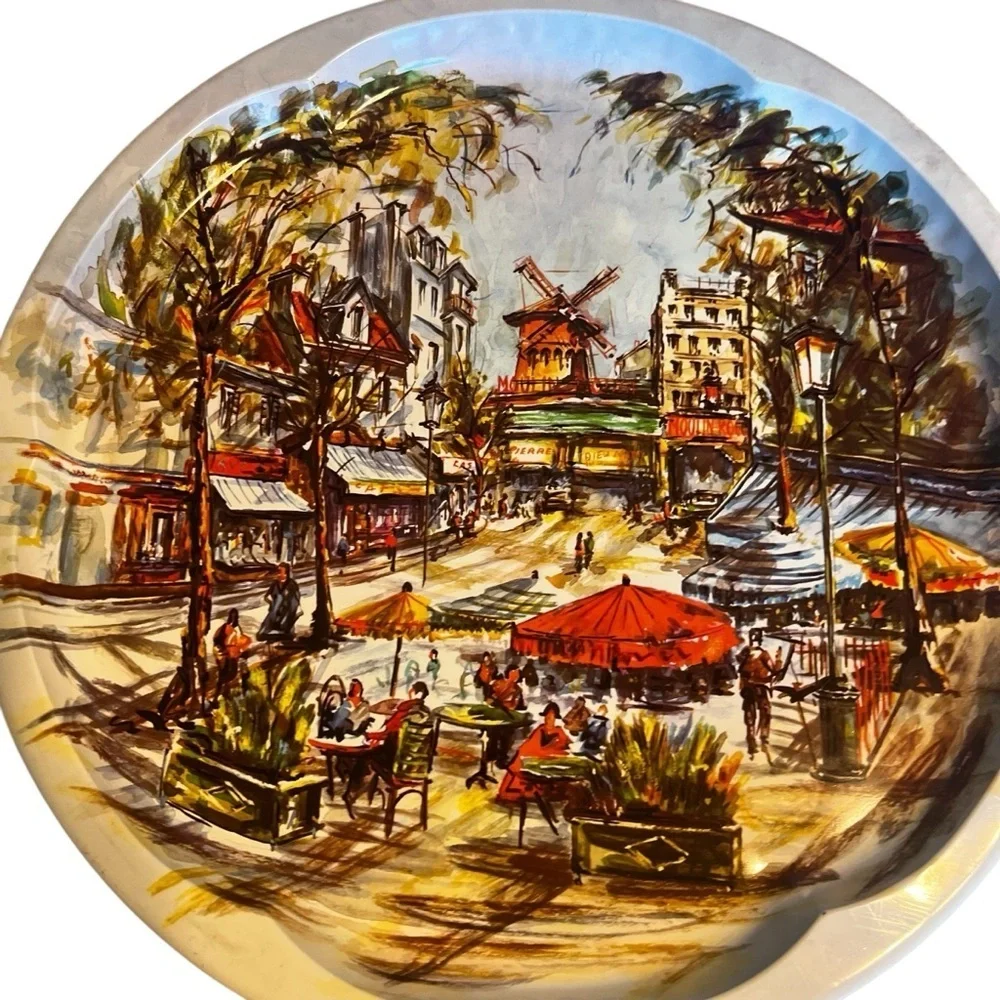THREE Unused Daher 1971 Decorated Tray Moulin Rouge Paris France Made In England